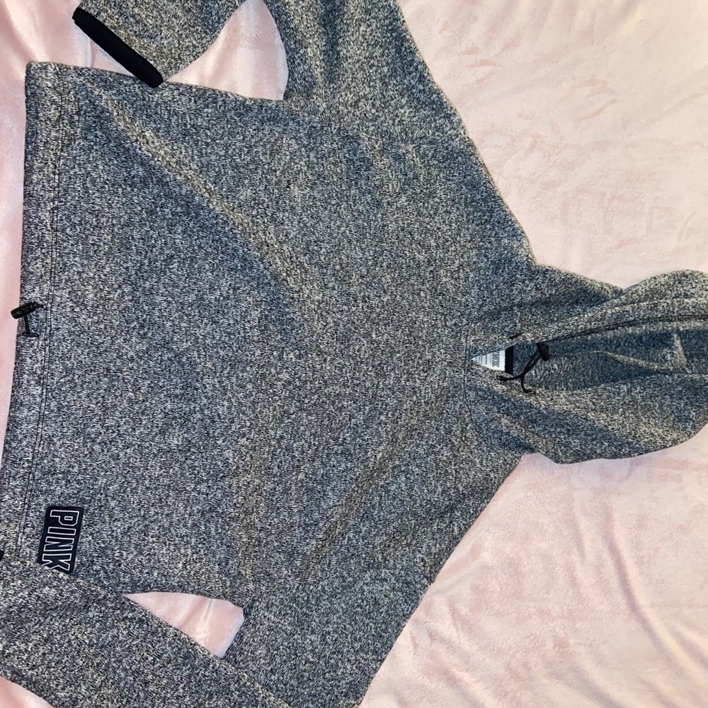 Grey Victoria secret pink cropped hoodie